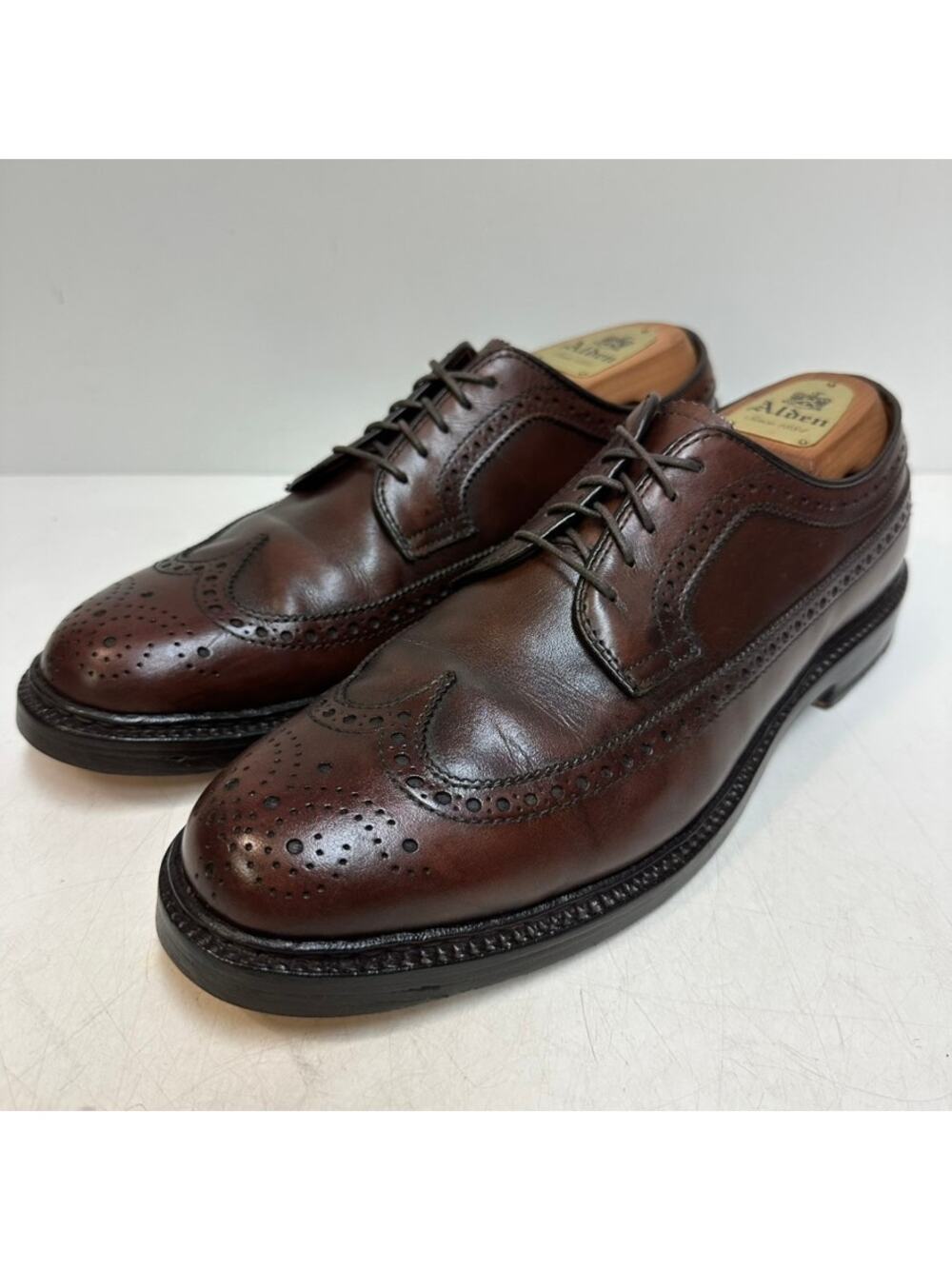 NEW HEELS Alden x J. Crew 97572 Dark Brown Calfskin Long Wing Blucher USA 7.5 D